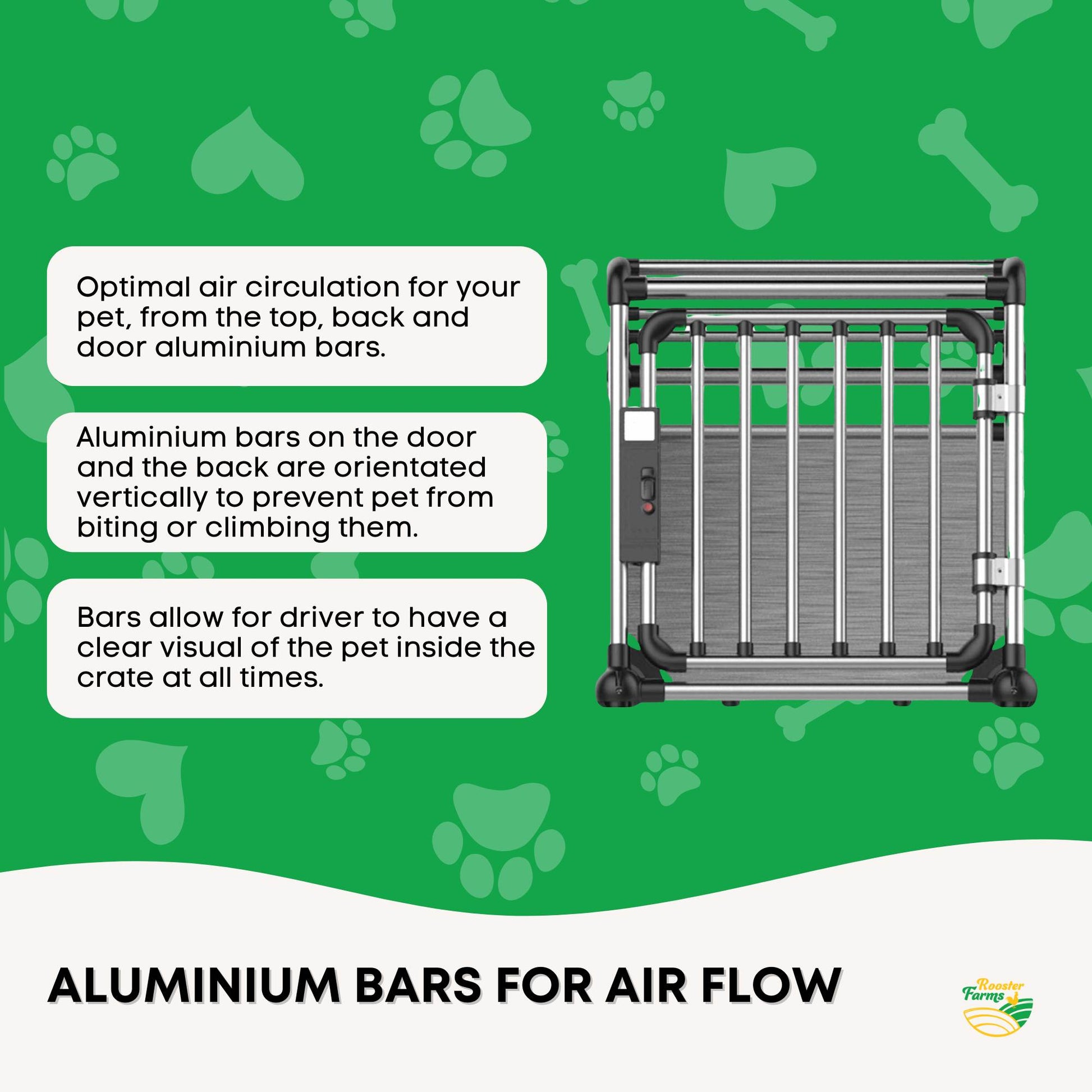 Aluminium Dog Travel Crate 63x68x88cm - Large Pet Car Transport Cage Kennel Box