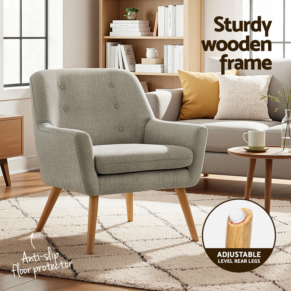 Artiss 2X Armchair Lounge Chair Accent Tub Chair Beige ANNE