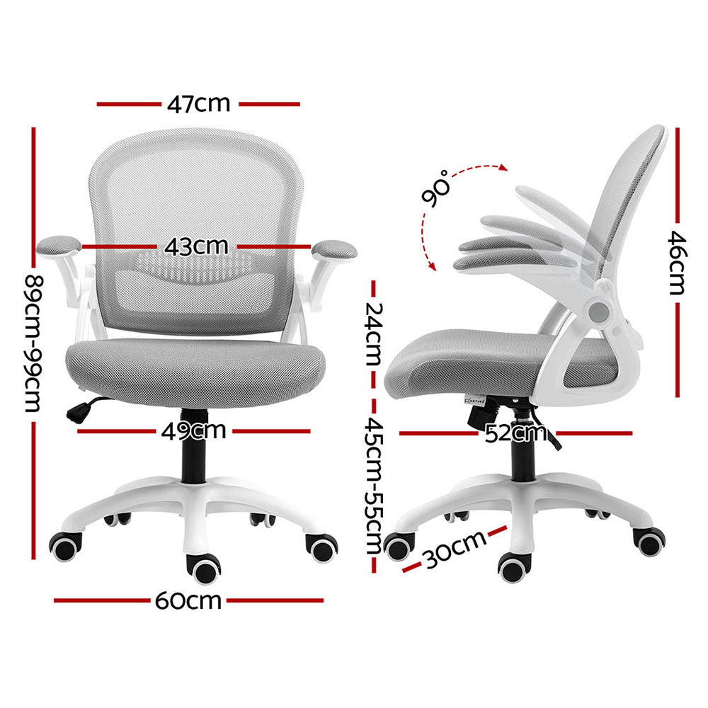 Artiss 2x Mesh Office Chair Computer Gaming Desk Chairs Work Study Mid Back Grey