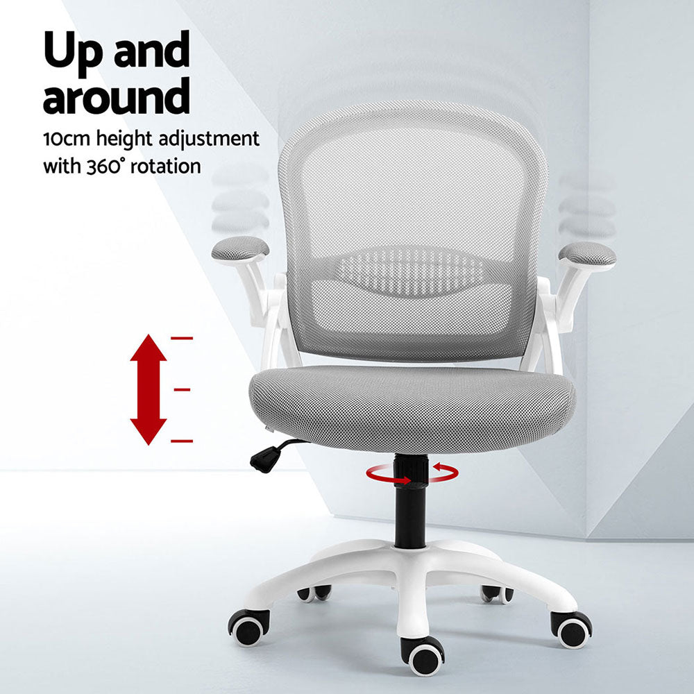 Artiss 2x Mesh Office Chair Computer Gaming Desk Chairs Work Study Mid Back Grey
