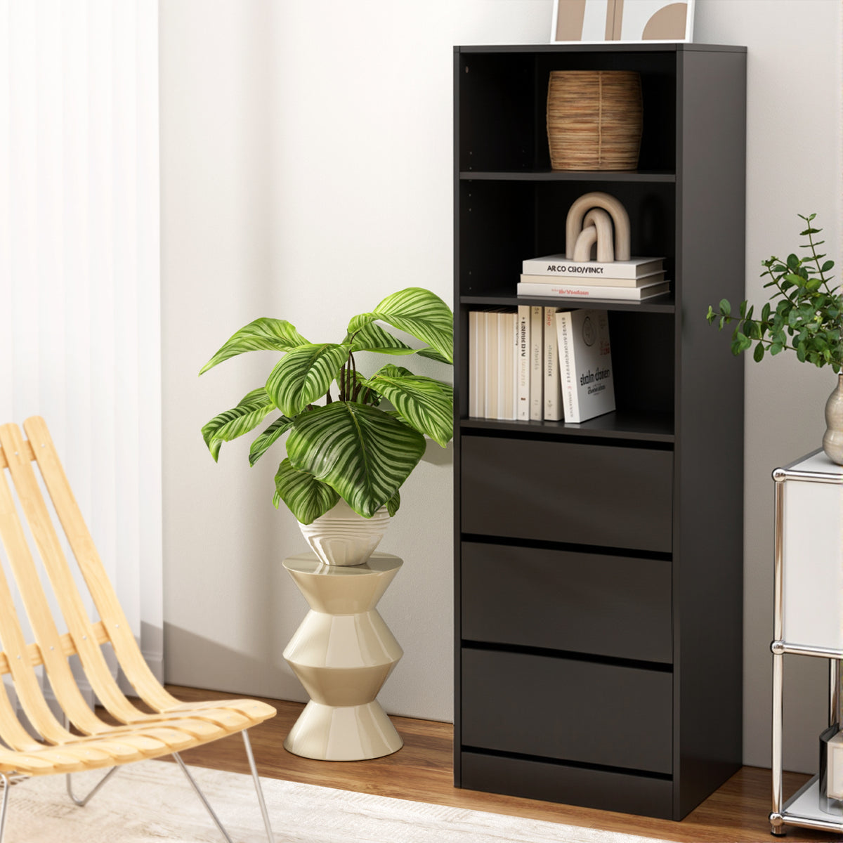 Artiss 3 Chest of Drawers Tallboy Cabinet Black