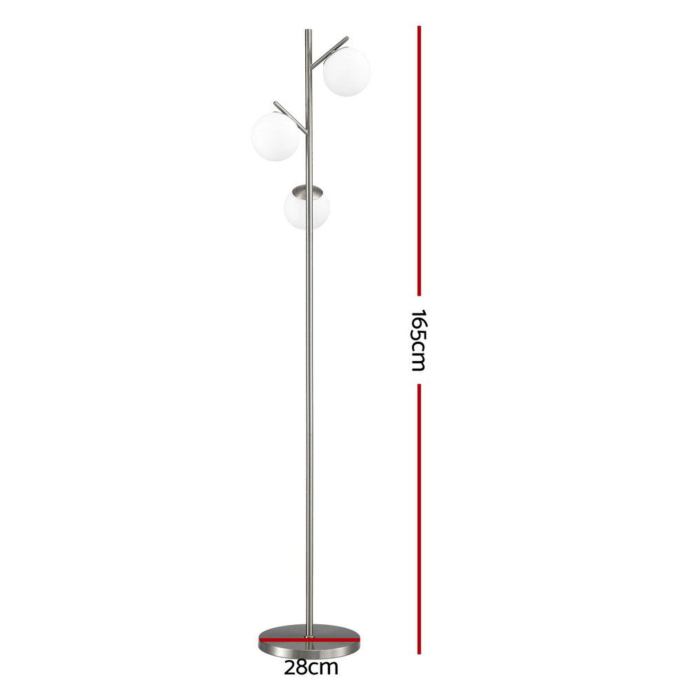 Artiss 3-Light Tree Floor Lamp 165cm Tall Standing Light with Sphere Glass Shades for Modern Homes