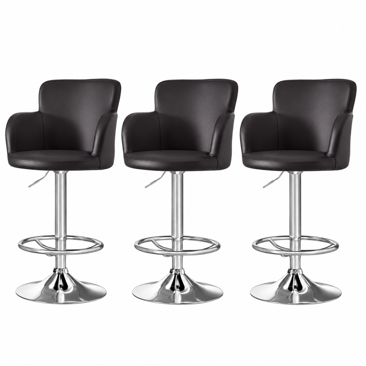 Artiss 3x Bar Stools Counter Chairs Swivel Adjustable Tub PU Leather Brown
