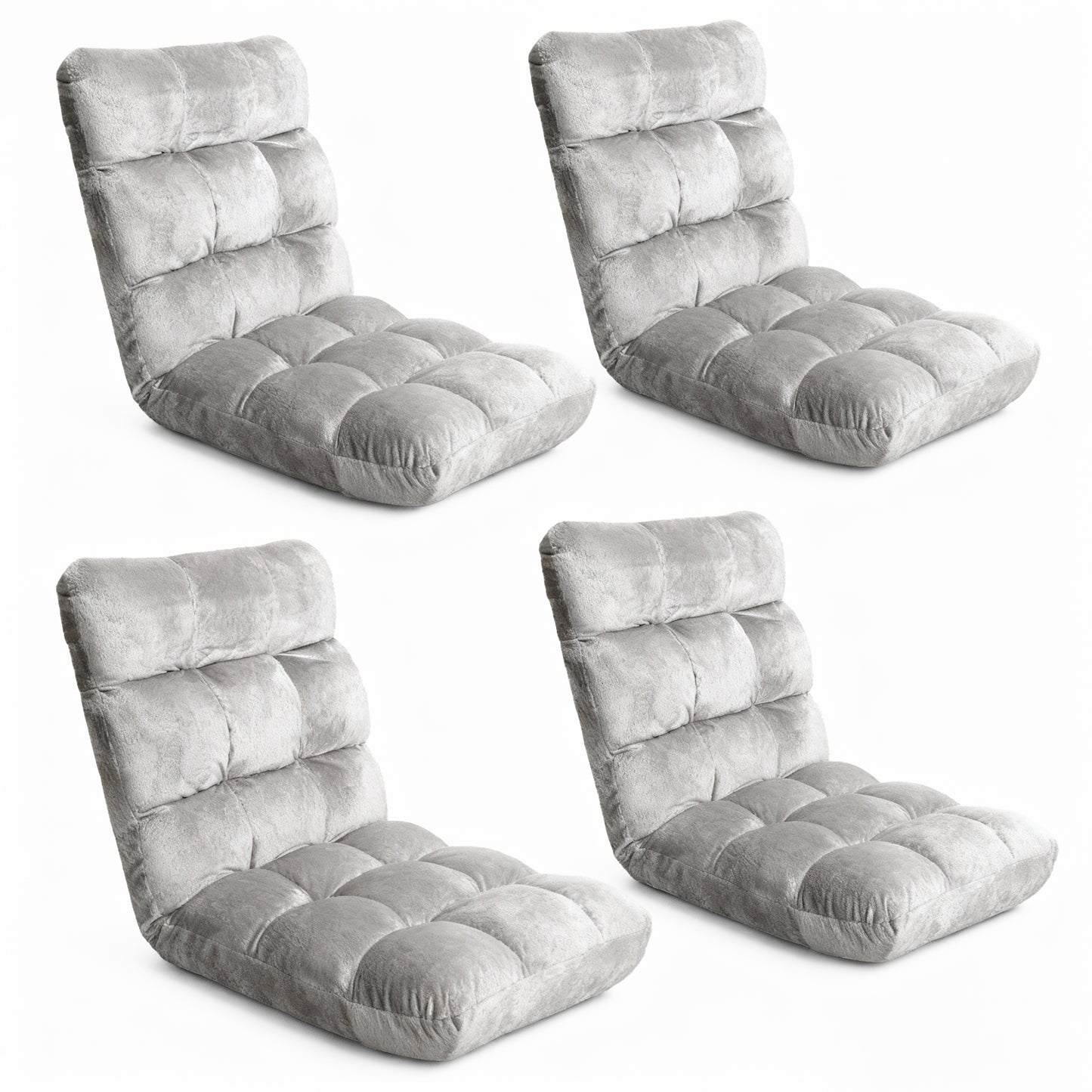 Artiss 4X Lounge Sofa Bed Flannel Fabric Grey