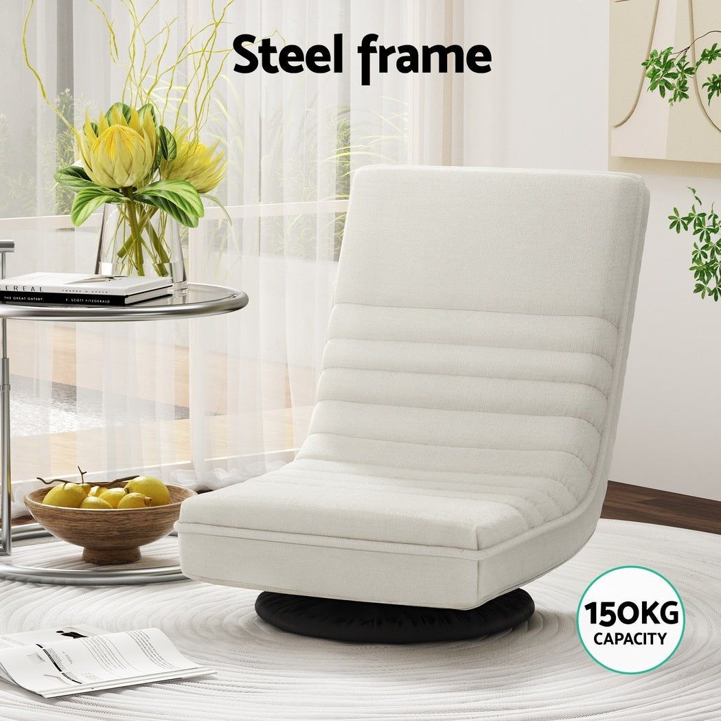 Artiss 4XFloor Chair Lounge Sofa Swivel Foldable Linen White