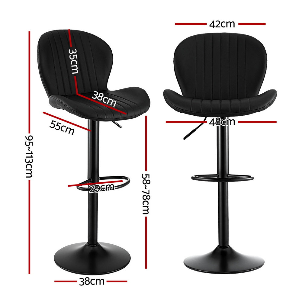 Artiss 4x Bar Stools Kitchen Swivel Gas Lift Counter Chair Shell Leather Black