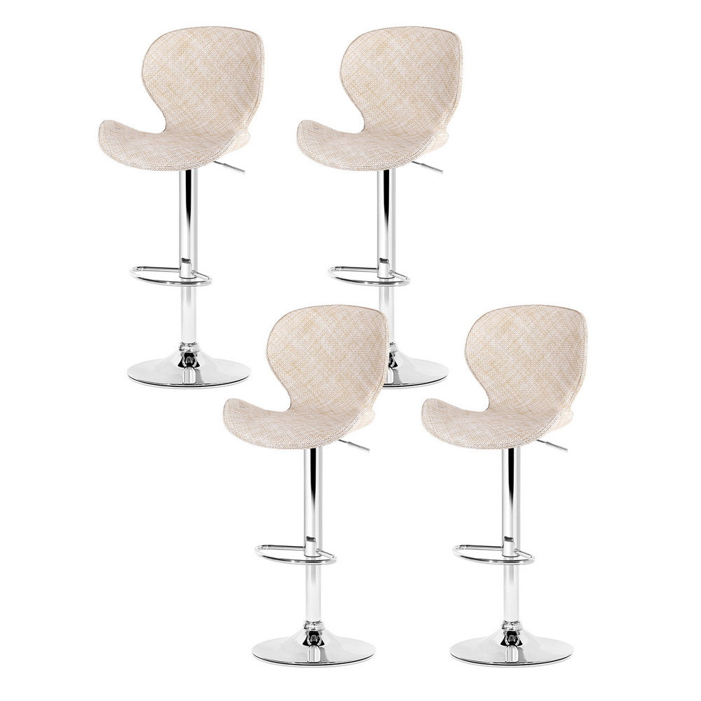 Artiss 4x Bar Stools Kitchen Swivel Gas Lift Counter Chair Wing PE Rattan Beige