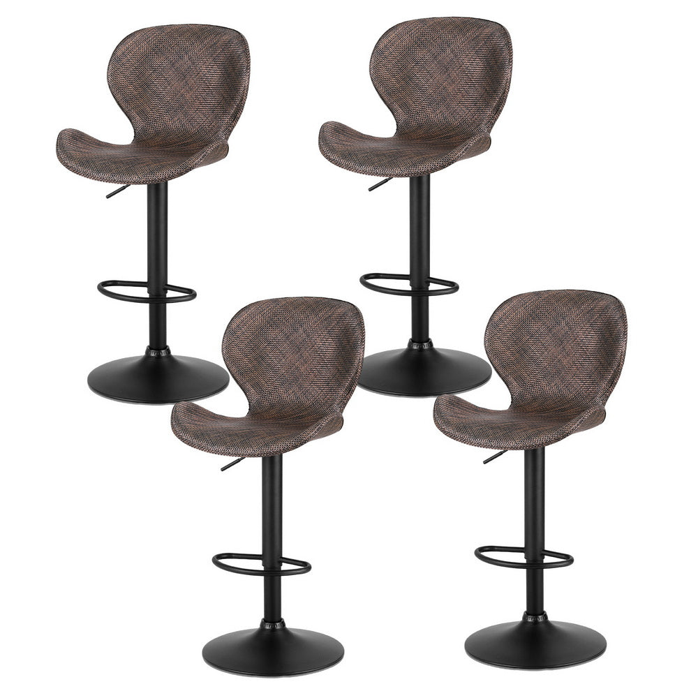Artiss 4x Bar Stools Kitchen Swivel Gas Lift Counter Chair Wing PE Rattan Brown