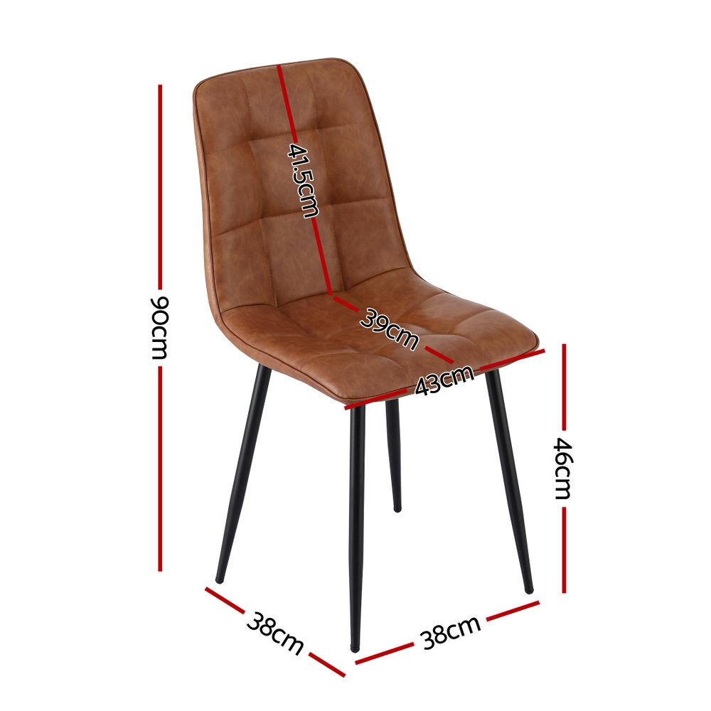 Artiss 4x Dining Chairs Retro PU Leather Kitchen Lounge Cafe Accent Chair Brown