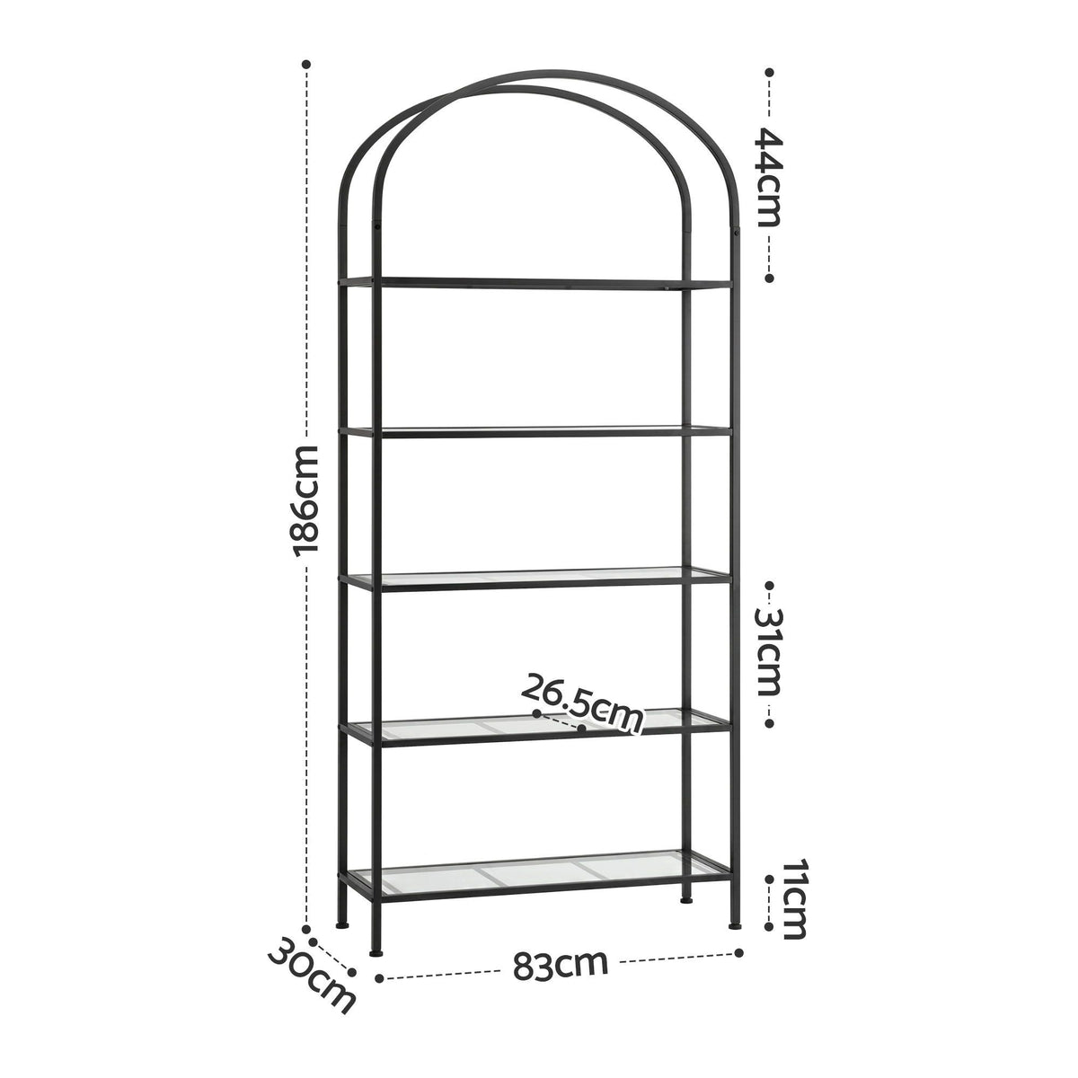 Artiss 5 Tiers Bookshelf Industrial Etagere Bookcase Display Shelf Black