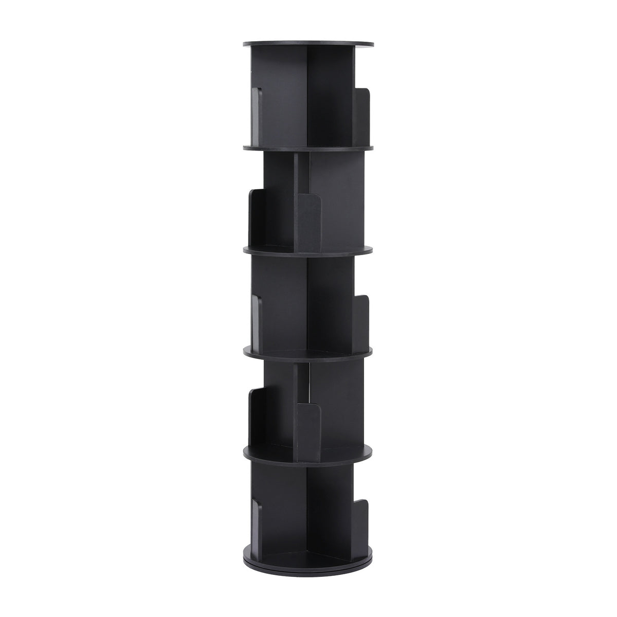 Artiss 5 Tiers Bookshelf Swivel Bookcase Display Shelves Stand Round Black