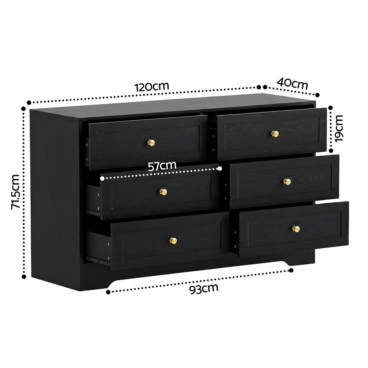 Artiss 6 Chest of Drawers Tallboy Cabinet - LEIF Black