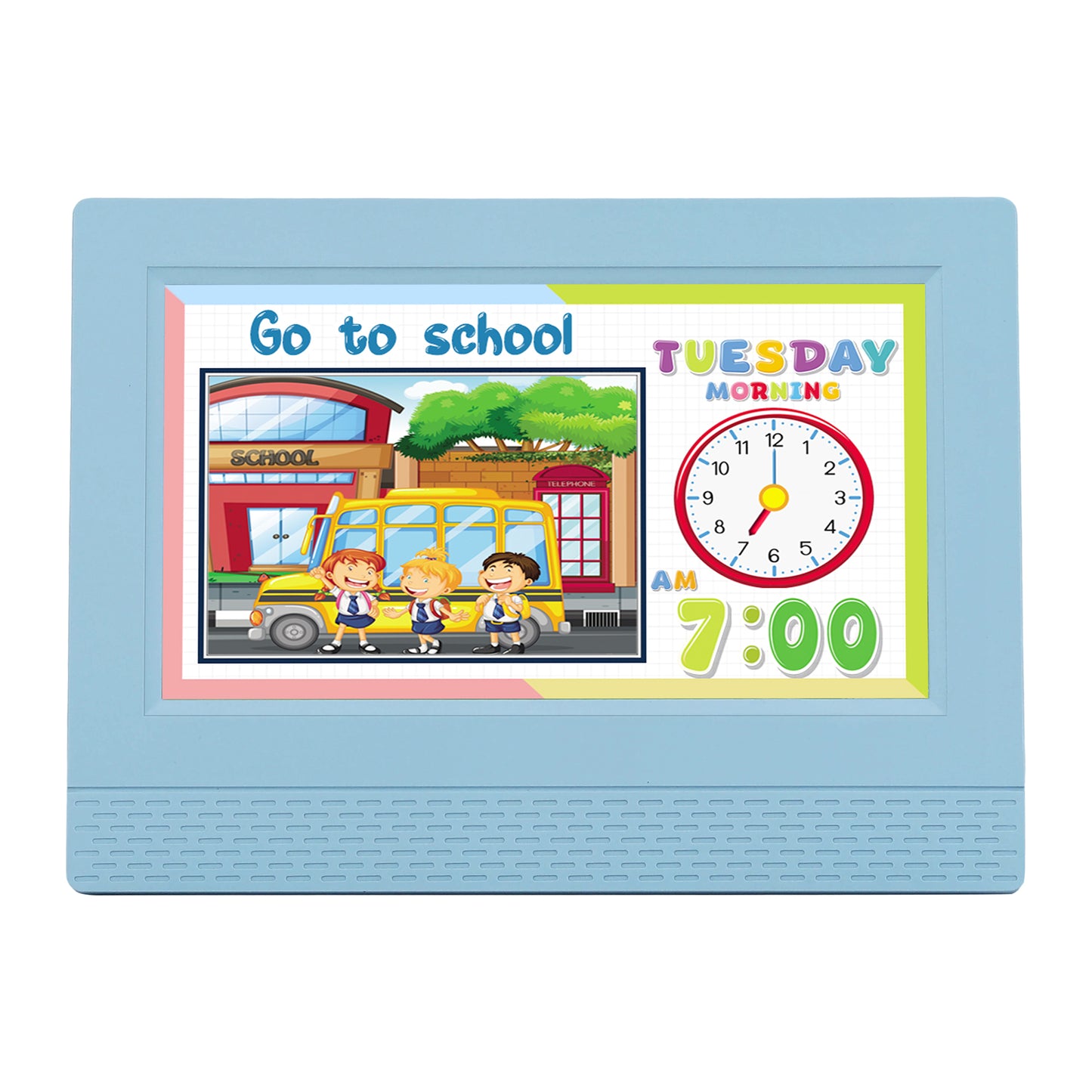 Artiss 7" Digital Day Clock Calendar Alarm LCD Children Sleep Trainer Clocks Blue