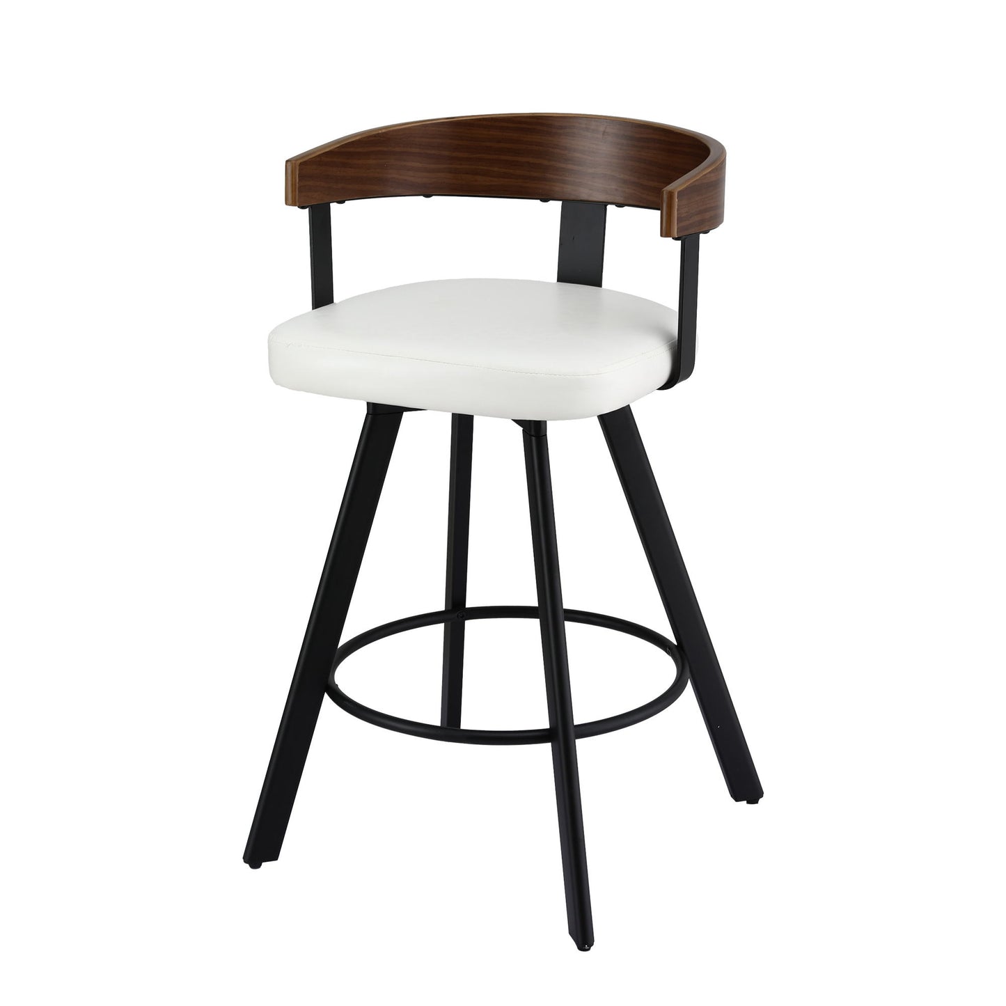 Artiss Bar Stool Swivel Metal Legs Kitchen Chair Bentwood Counter Leather White