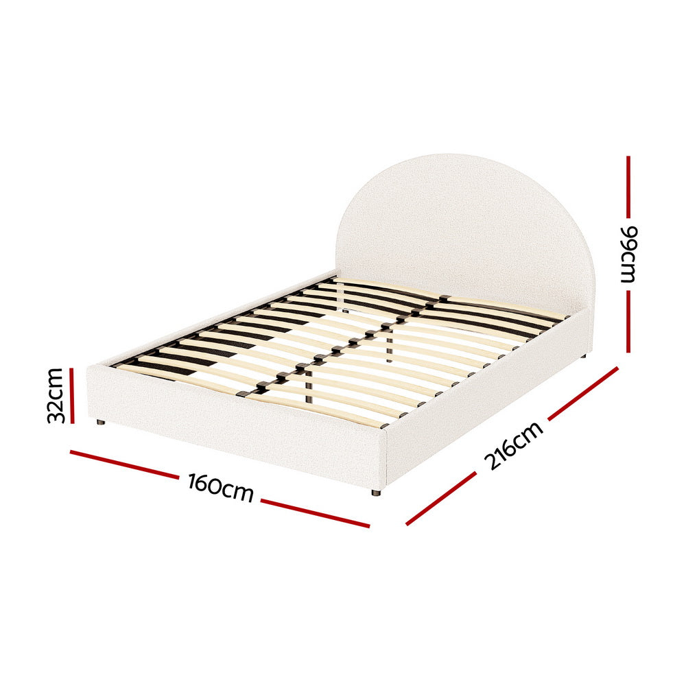 Artiss Bed Frame Gas Lift Strorage Beds Base Platform Boucle Fabric Queen ELLA