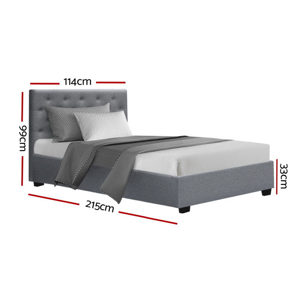 Artiss Bed Frame King Single Size Gas Lift Grey VILA