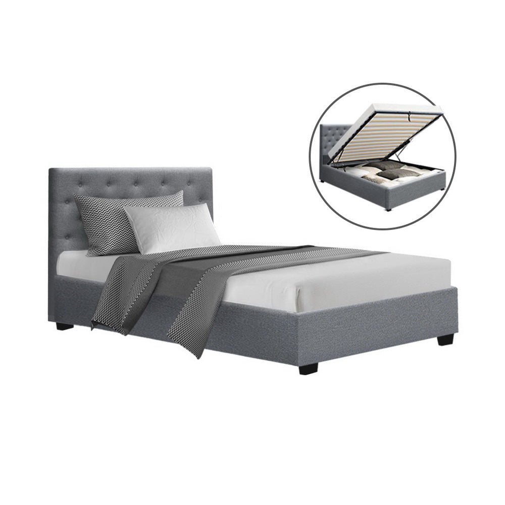 Artiss Bed Frame King Single Size Gas Lift Grey VILA