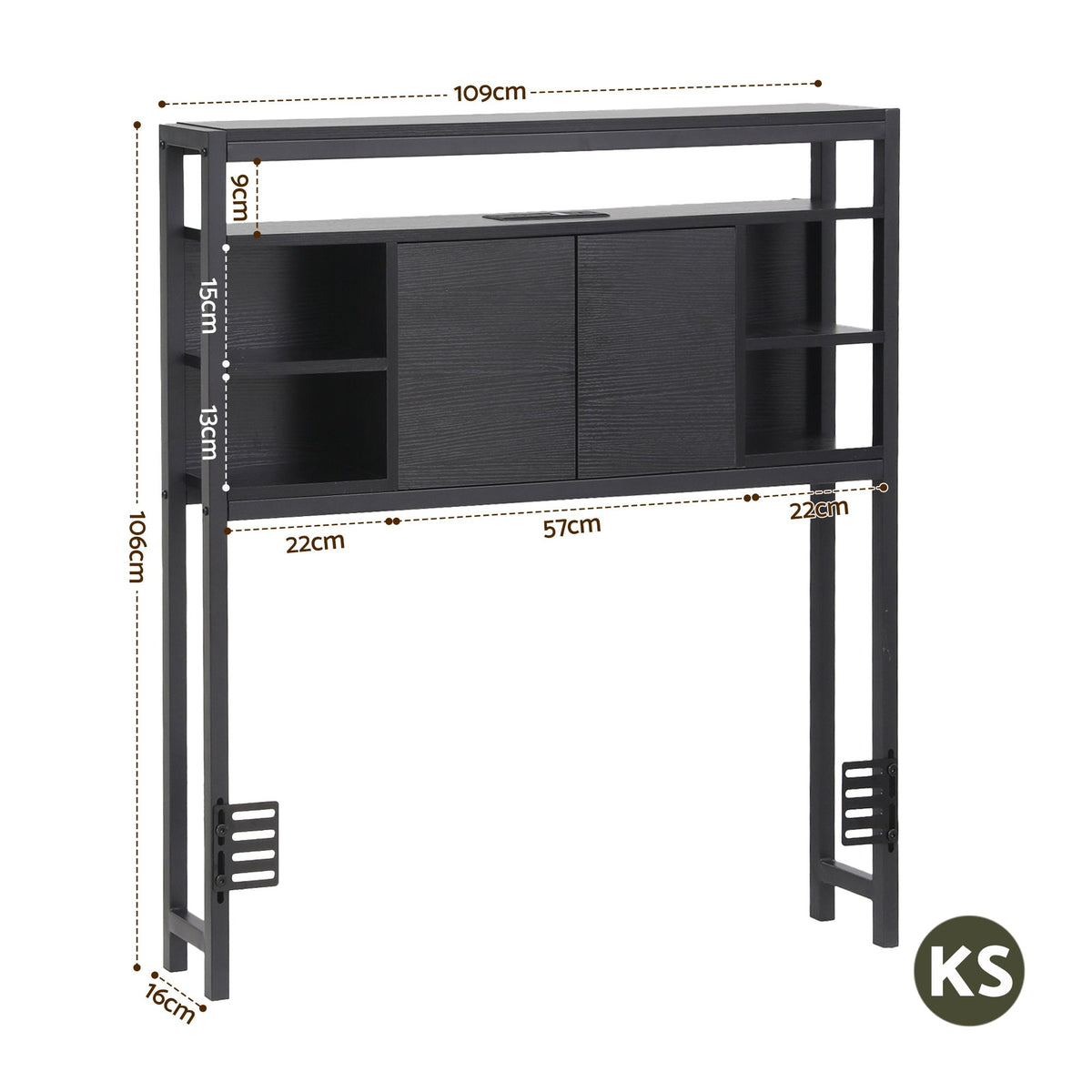 Artiss Bed Headboard King Single Storage Bedhead Charging Station Black
