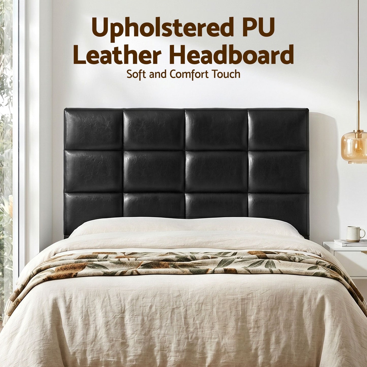 Artiss Bed Headboard Queen Bedhead PU Leather Black