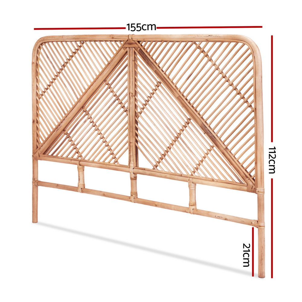 Artiss Bed Headboard Queen Bedhead Rattan - FRED Pine