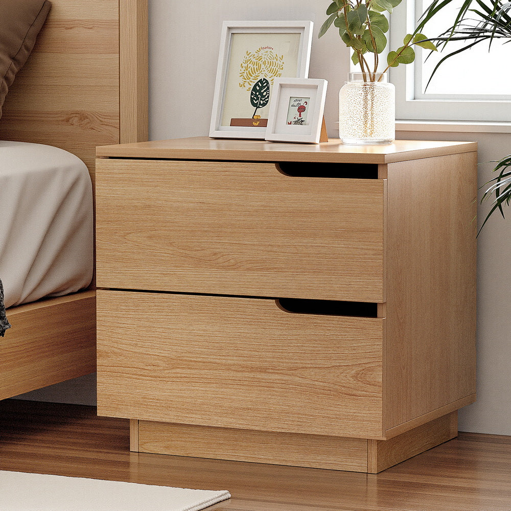 Artiss Bedside Table 2 Drawers Nightstand Pine