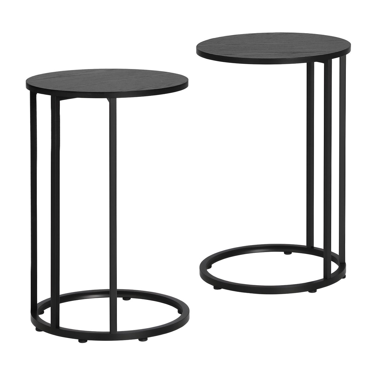 Artiss C Shaped End Table Set of 2 Coffee Table Side Table Round Black
