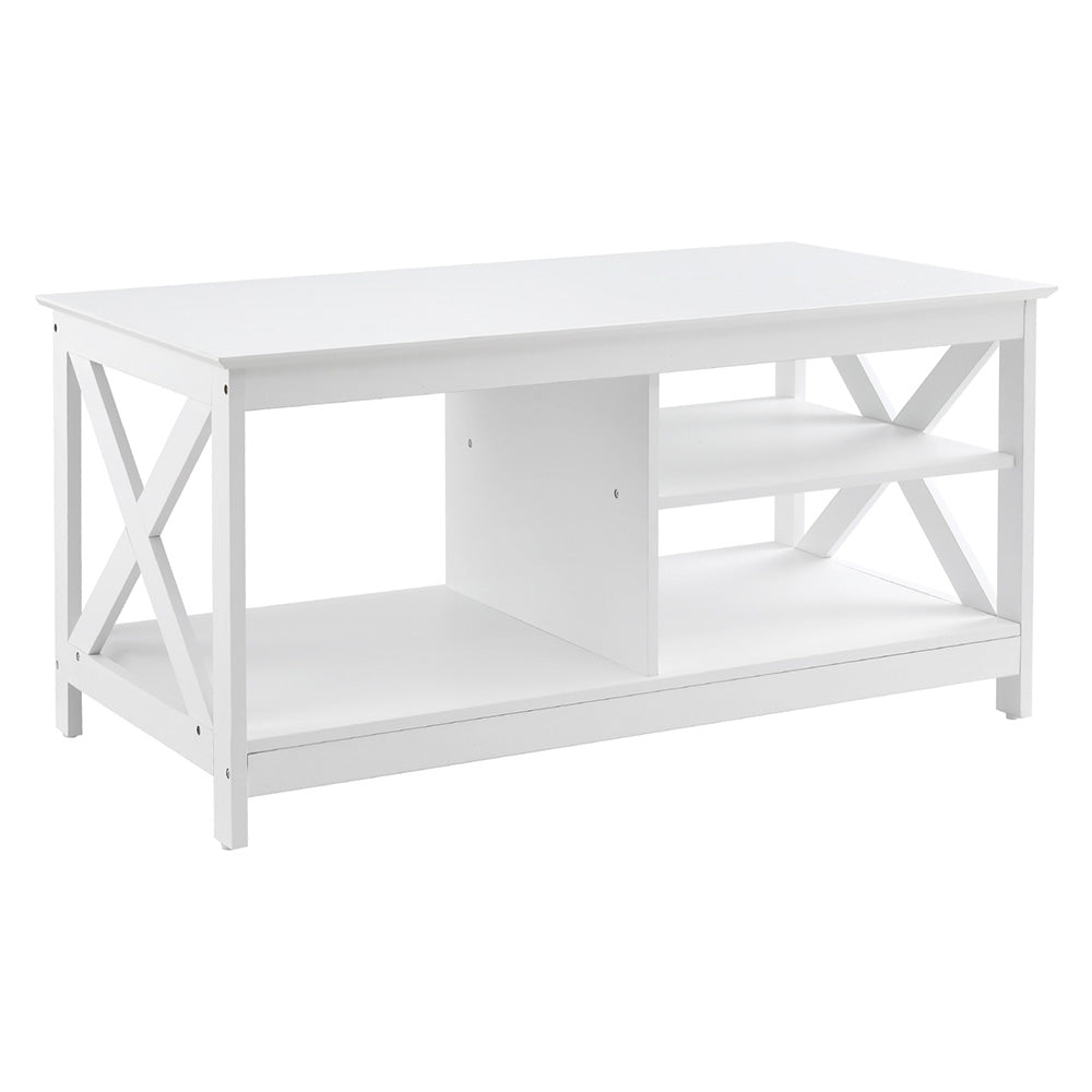 Artiss Coffee Table Storage Shelf White