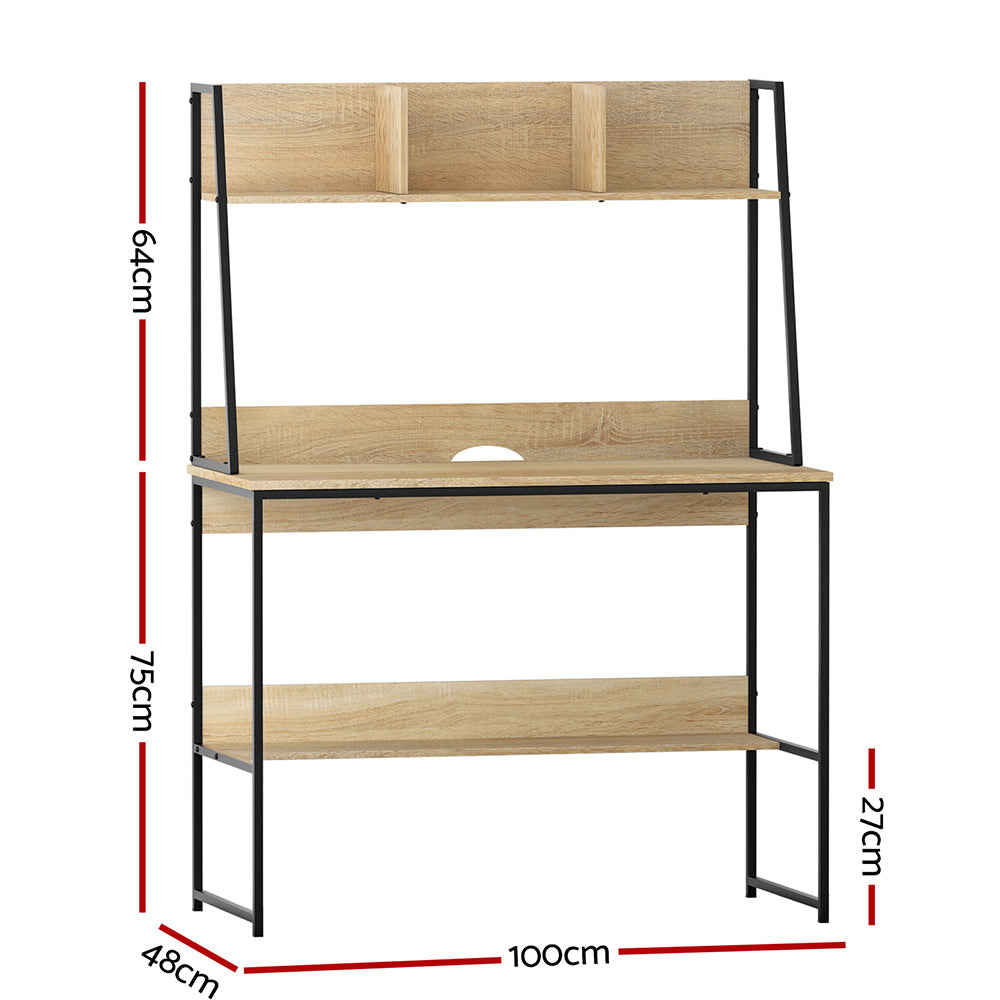 Artiss Computer Desk Bookshelf Storage Grey 100CM