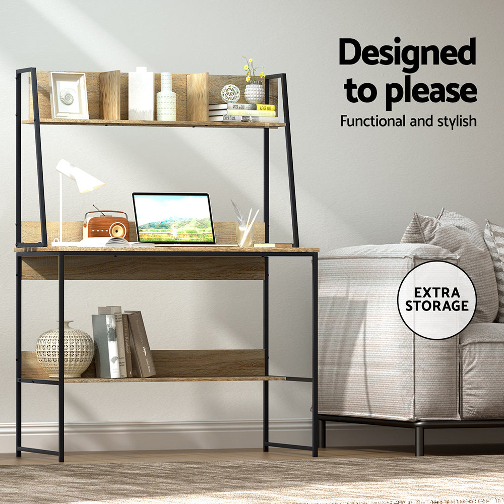 Artiss Computer Desk Bookshelf Storage Grey 100CM