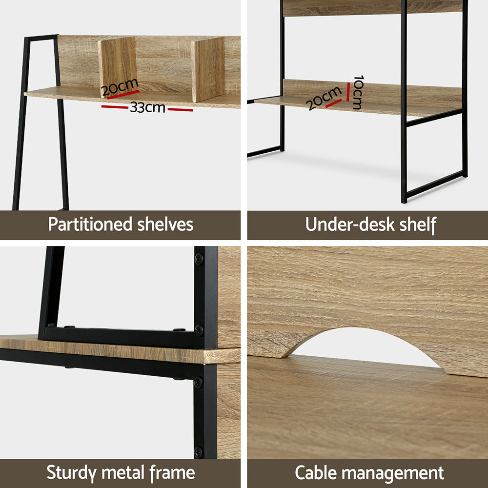 Artiss Computer Desk Bookshelf Storage Grey 100CM