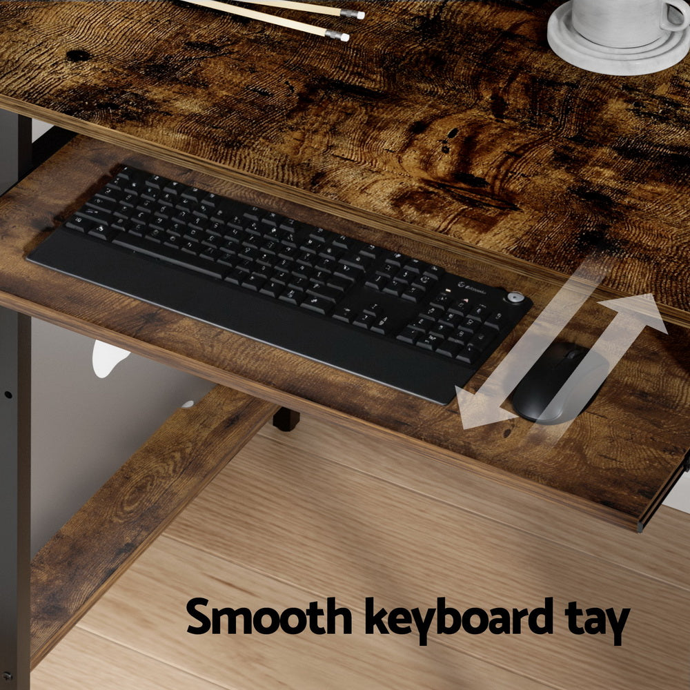 Artiss Computer Desk Laptop Desks Home Office Study Table Open Shelf Brown 120CM