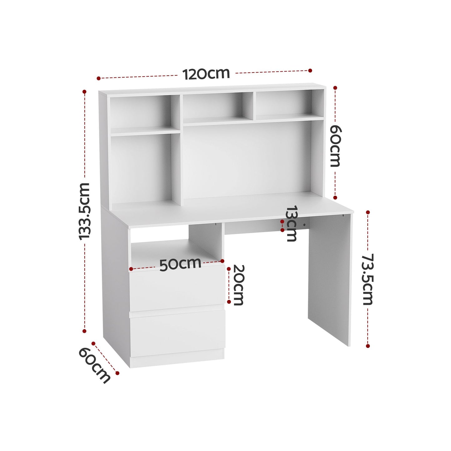 Artiss Computer Desk Office Study Desks Table Bookshelf Drawer White 120cm