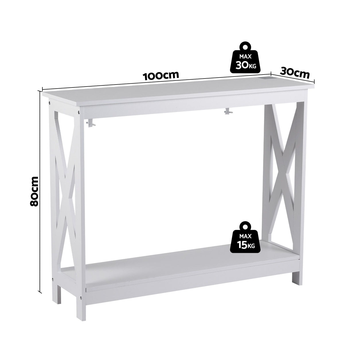 Artiss Console Table Entryway Hallway Display 2-Tier Narrow Sofa Table 100CM White
