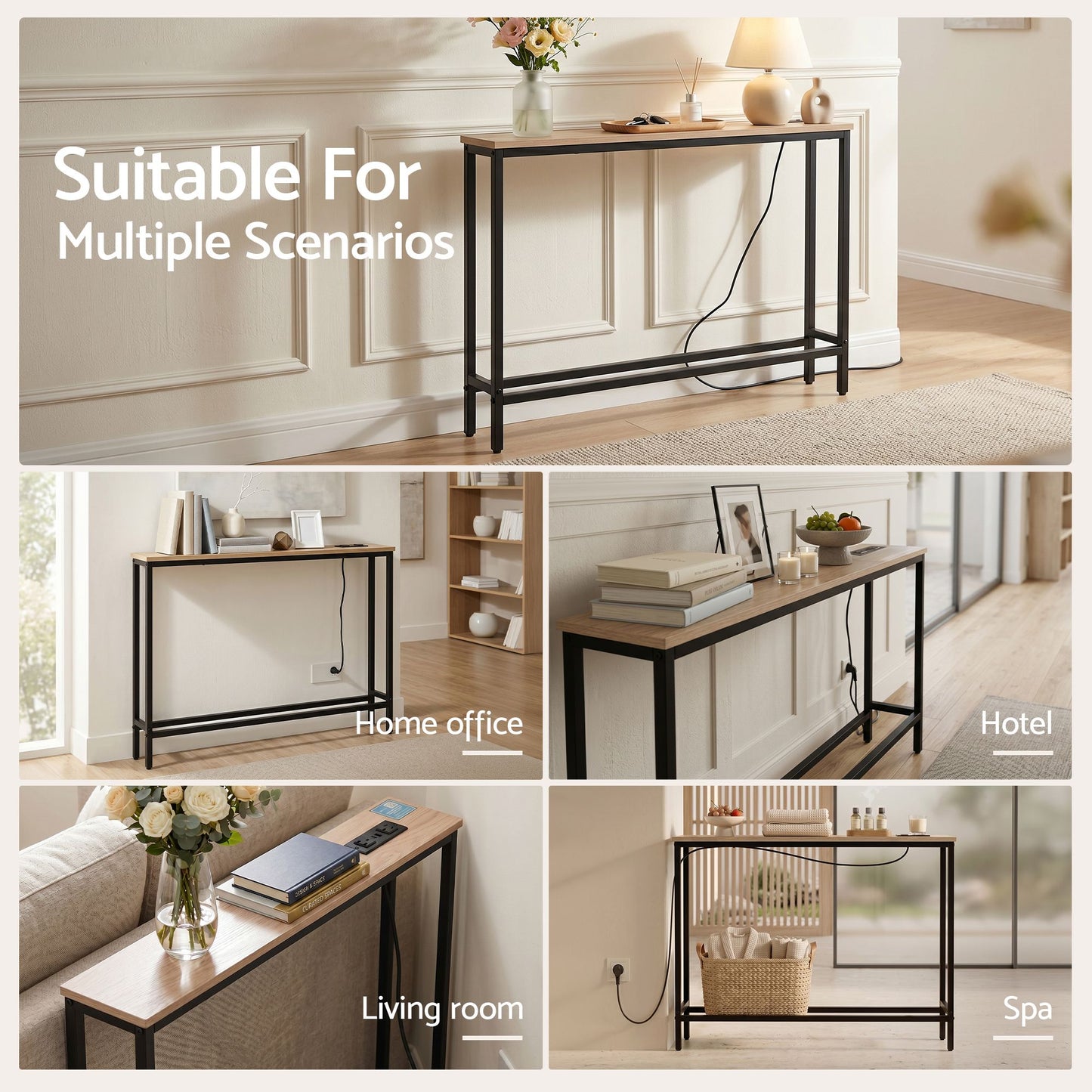 Artiss Console Table Entryway Hallway Display Desk Charging Station Wood