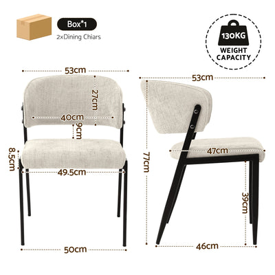 Artiss Dining Chairs Set of 2 Linen Fabric Soft Upholstered Chairs Beige