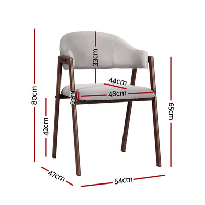 Artiss Dining Chairs Set of 2 Linen Hollow Armchair Grey