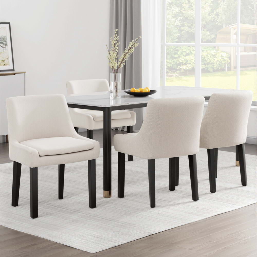 Artiss Dining Chairs Set of 4 Corduroy Wooden Beige
