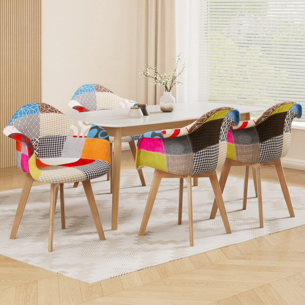Artiss Dining Chairs Set of 4 Fabric Retro Replica DSW