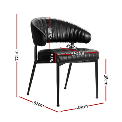 Artiss Dining Chairs Set of 4 Leather Hollow Armchair Black