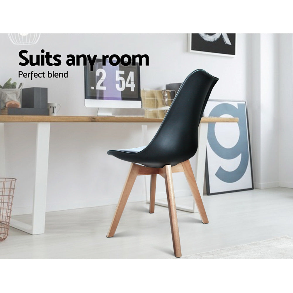 Artiss Dining Chairs Set of 4 Leather Plastic DSW Replica Wooden Black