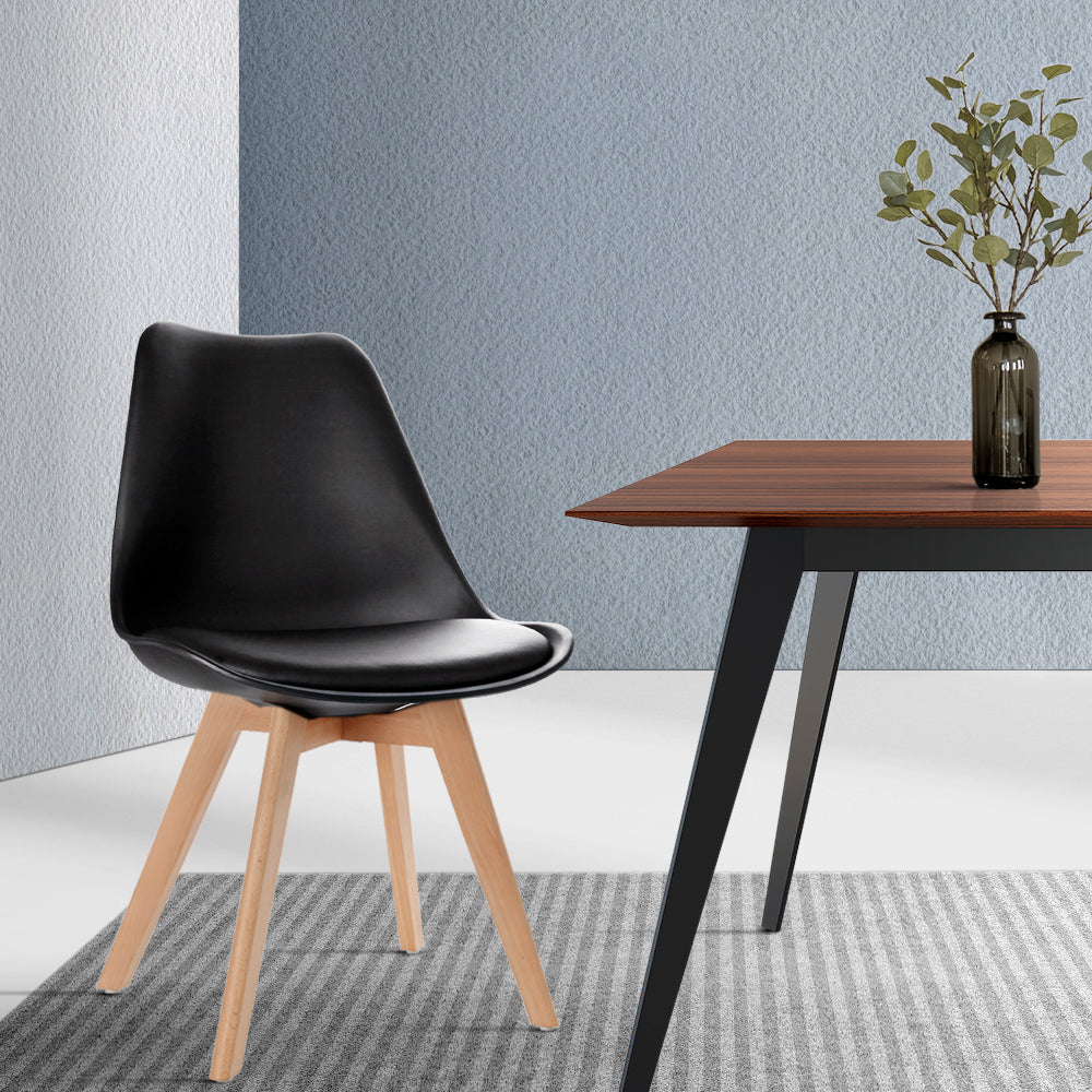 Artiss Dining Chairs Set of 4 Leather Plastic DSW Replica Wooden Black