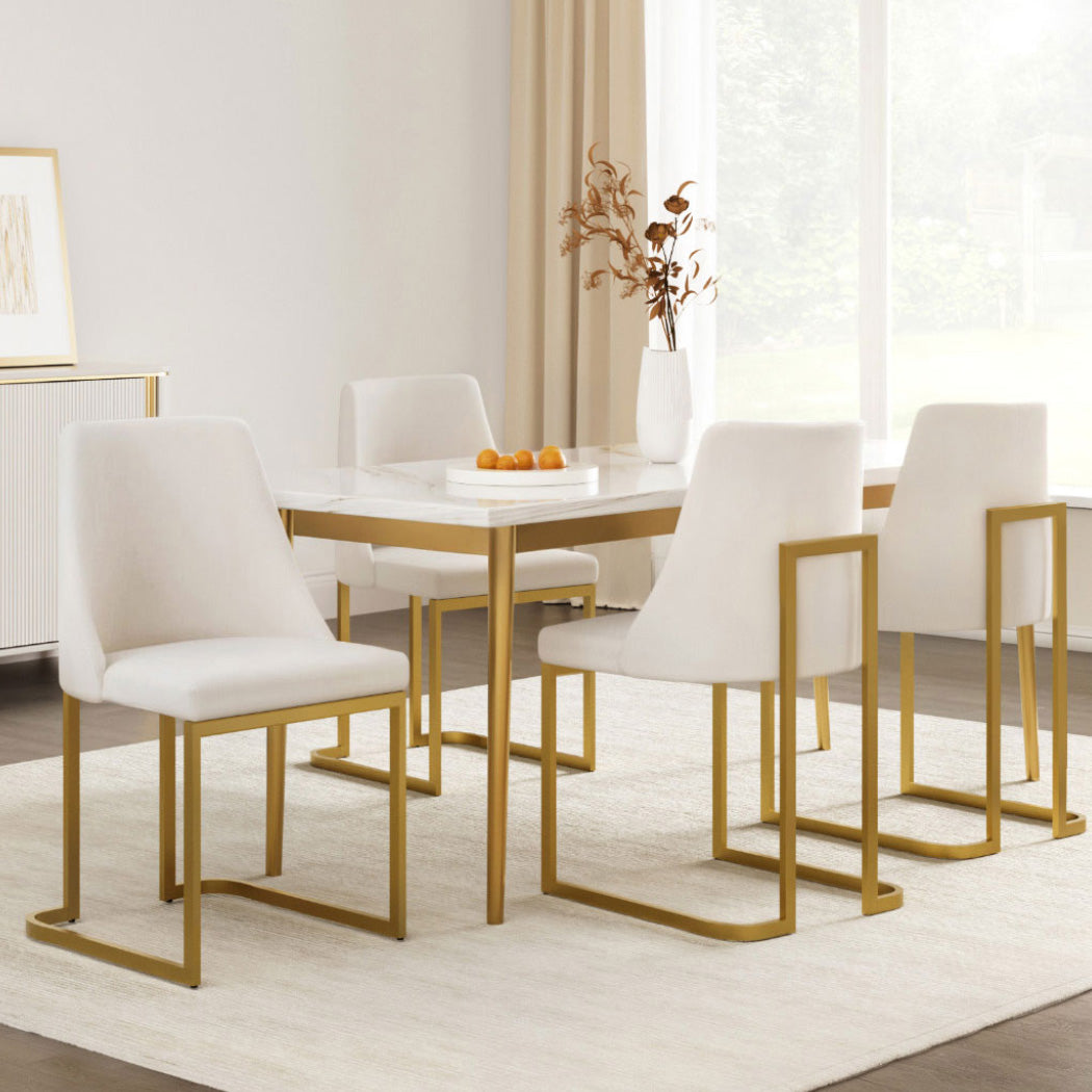 Artiss Dining Chairs Set of 4 Linen Fabric Frame Beige