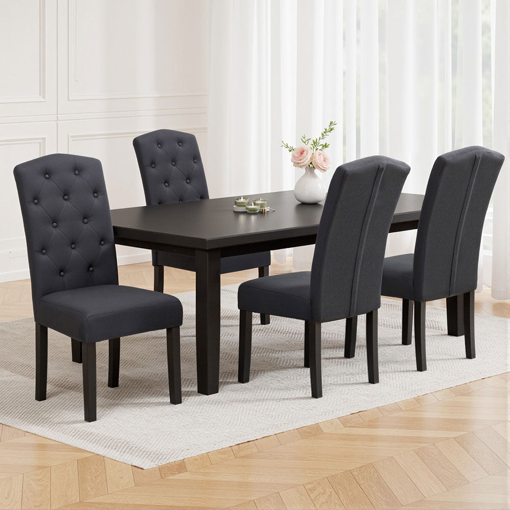 Artiss Dining Chairs Set of 4 Linen Parsons Chair Dark Grey