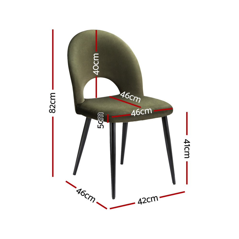 Artiss Dining Chairs Set of 4 Velvet Hollow Green
