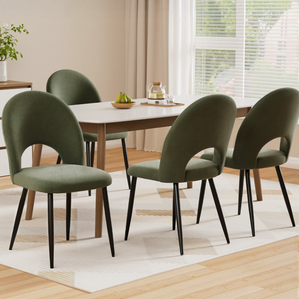 Artiss Dining Chairs Set of 4 Velvet Hollow Green
