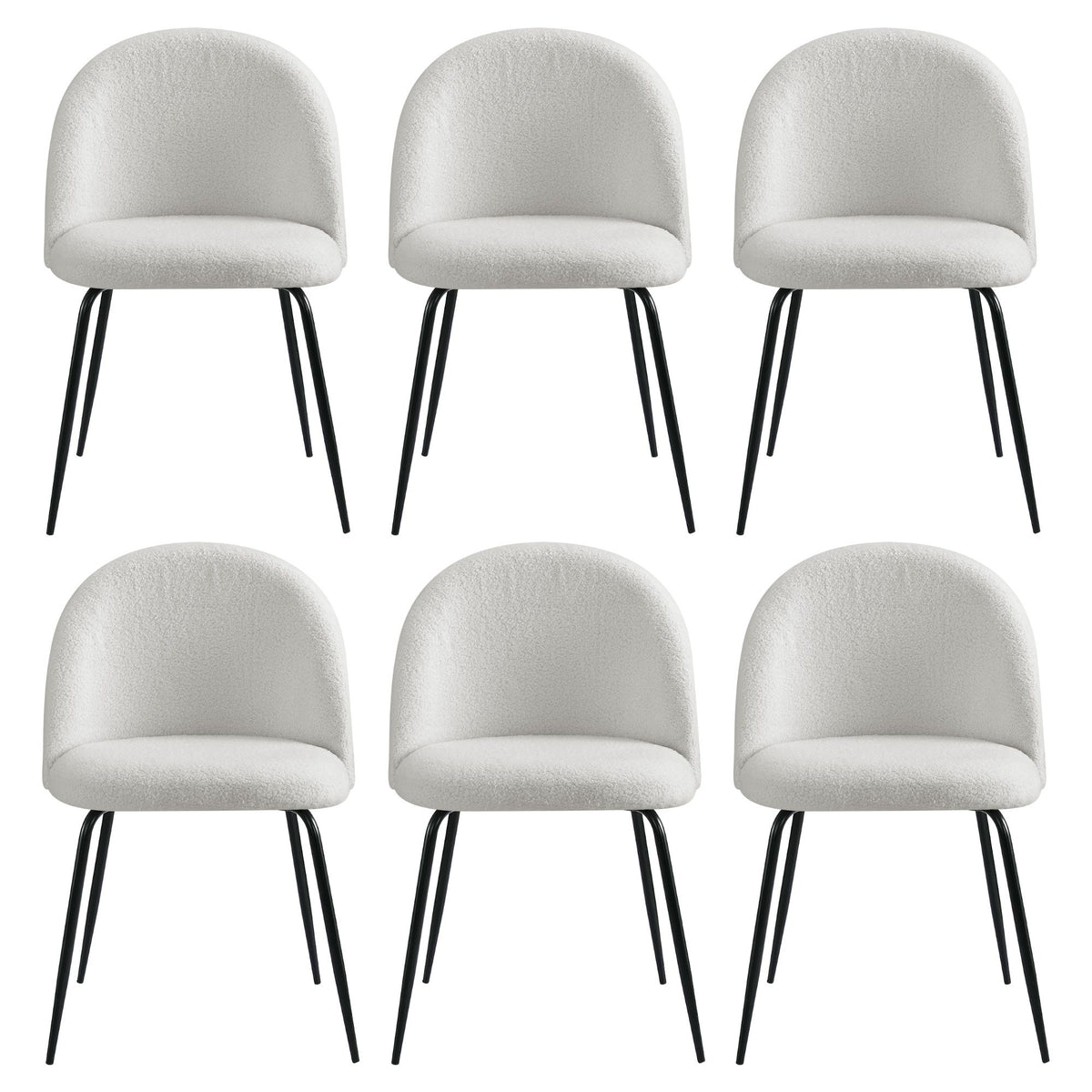 Artiss Dining Chairs Set of 6 Sherpa Boucle White