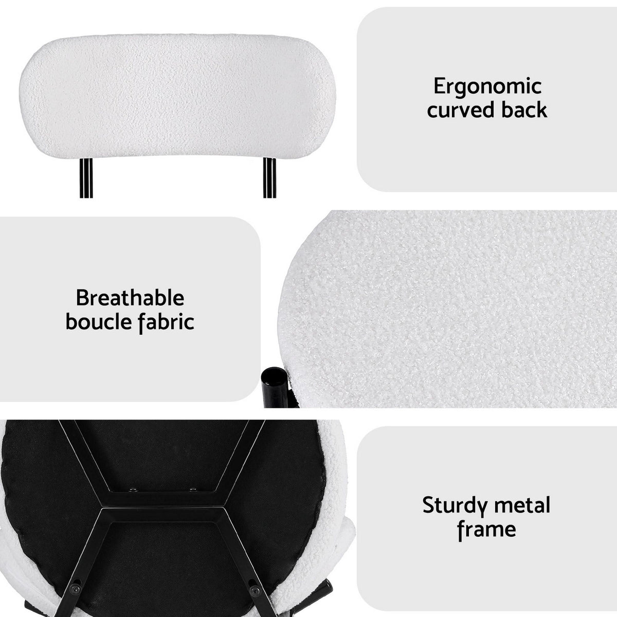 Artiss Dining Chairs Set of 6 Sherpa Boucle White