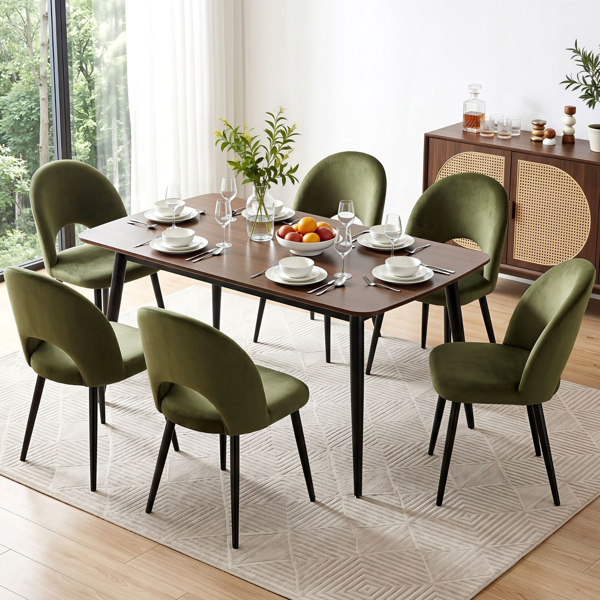 Artiss Dining Chairs Set of 6 Velvet Hollow Green