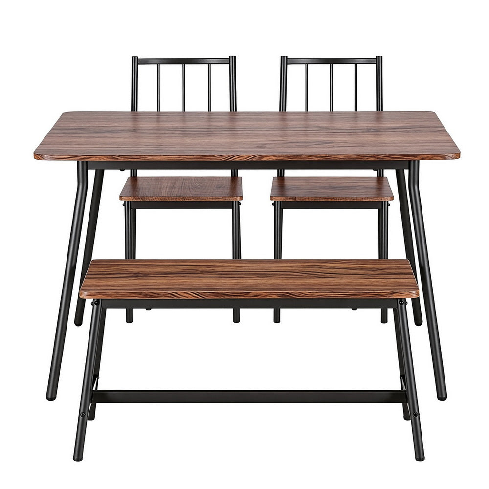 Artiss Dining Table and Chairs Set of 4 Bench Kitchen Furniture Rustic Brown