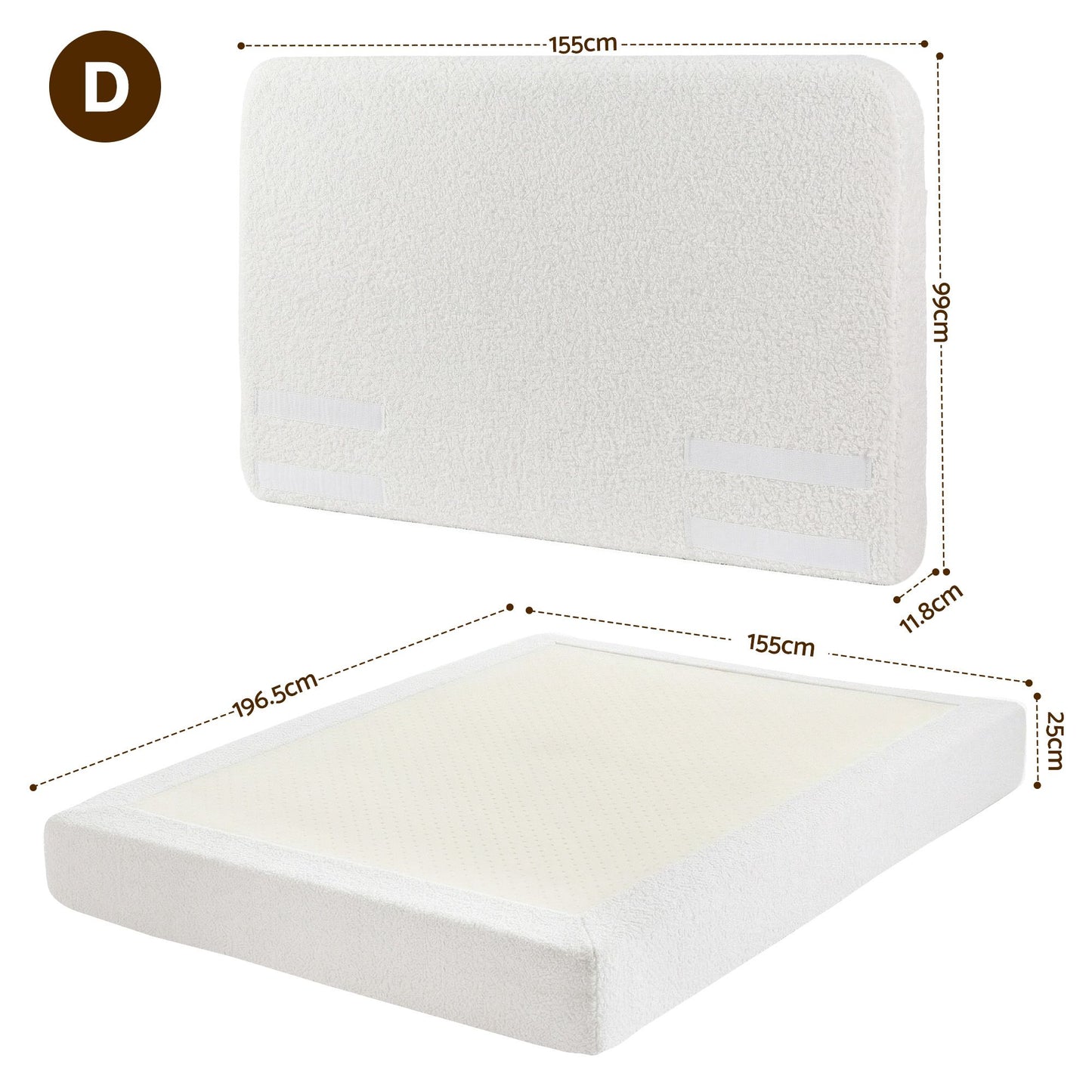 Artiss Double Bed Frame Boucle Fabric Vacuum Compressed Beds Removable Washable Cover